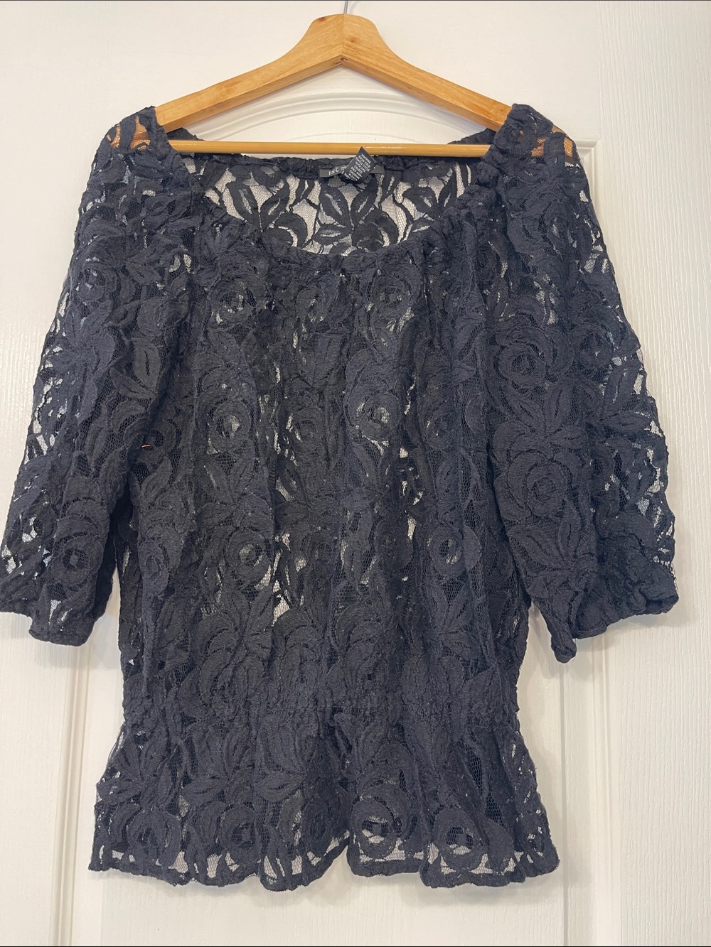 Black Floral Lace Blouse size PL, by INC